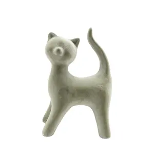 Venta al por mayor estatua de animales de cerámica estatuilla de gato blanco y negro decoración del hogar regalos de recuerdo decoración de gato de cerámica