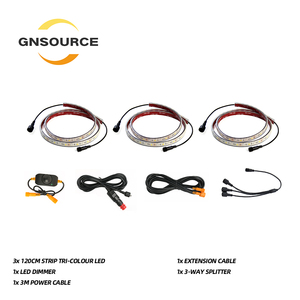 Kit di Illuminazione per Tende da Sole a 3 Strisce Tricolore con <span class=keywords><strong>LED</strong></span> Epistar, Grado di Protezione IP68, Telecomando, Materiale PVC per Tende da Sole a 180-270 Gradi e Uso Paesaggistico - Product Image 1