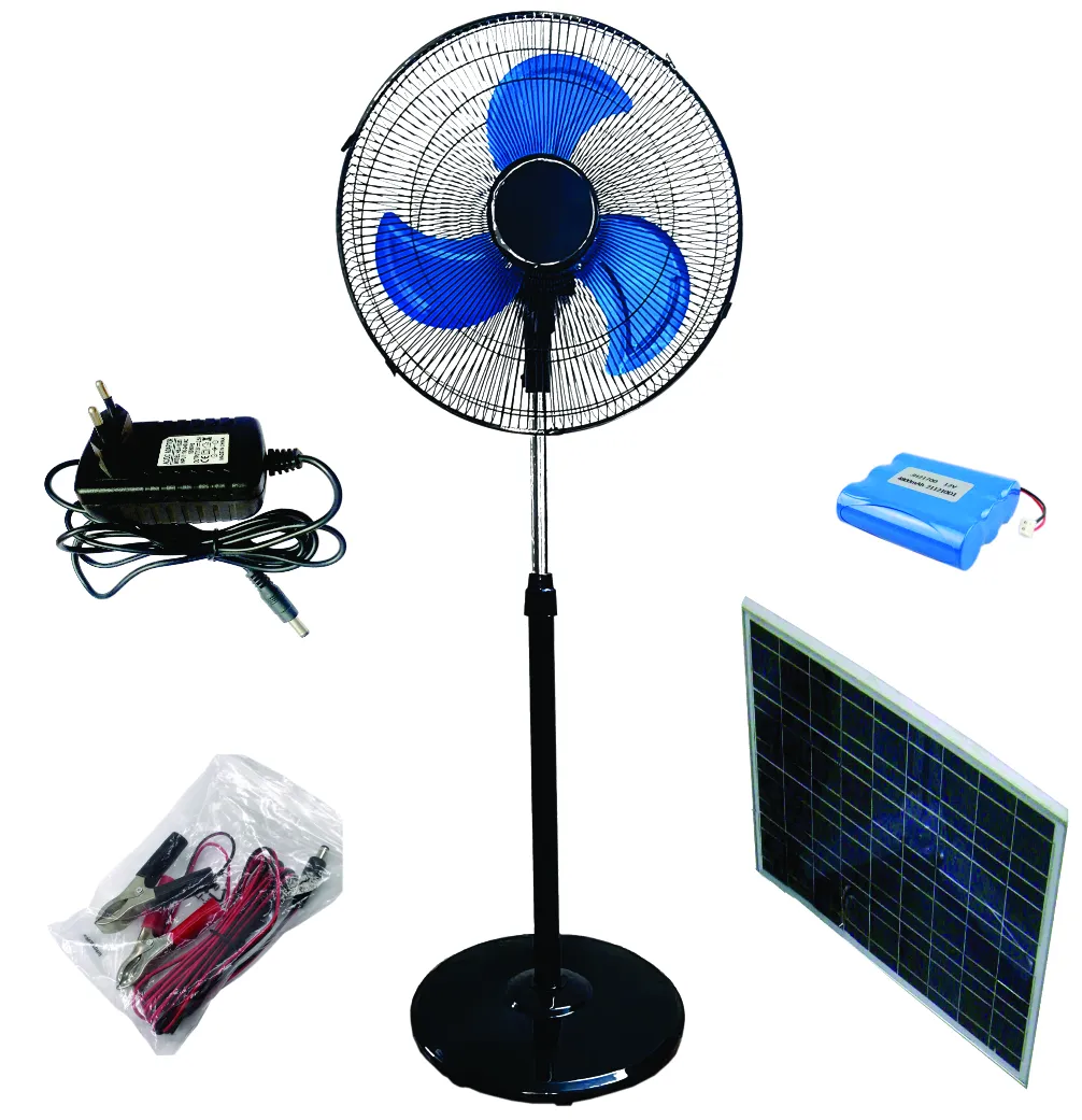 12V Fan BLDC Pin Khẩn Cấp Fan Với Năng Lượng Mặt Trời Panel18Inch Kim Loại DC Năng Lượng Mặt Trời Bệ Fan