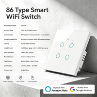 Interruttore a Muro Touch WiFi Tuya con Filo Singolo, Cornice in Ferro, Supporto Telecomando, Timer, Condivisione con Alexa, Yandex, Alice, Smart Home
