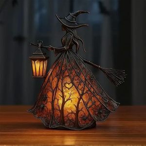 Nouvelle <span class=keywords><strong>lampe</strong></span> de bureau LED Sorcière d'Halloween, <span class=keywords><strong>lampe</strong></span> de table gothique en résine, veilleuse effrayante pour bureau, décoration de fête à domicile, cadeau de vacances - Product Image 2