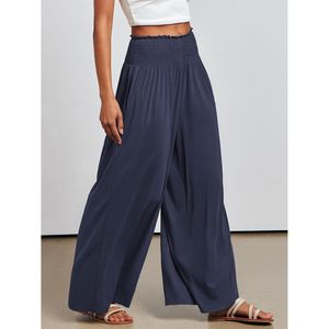 Pantalon Palazzo pour femme FOXA, longueur maxi, taille élastique, coupe ample à jambes larges, avec poches, respirant, décontracté, pour la détente - Product Image 4