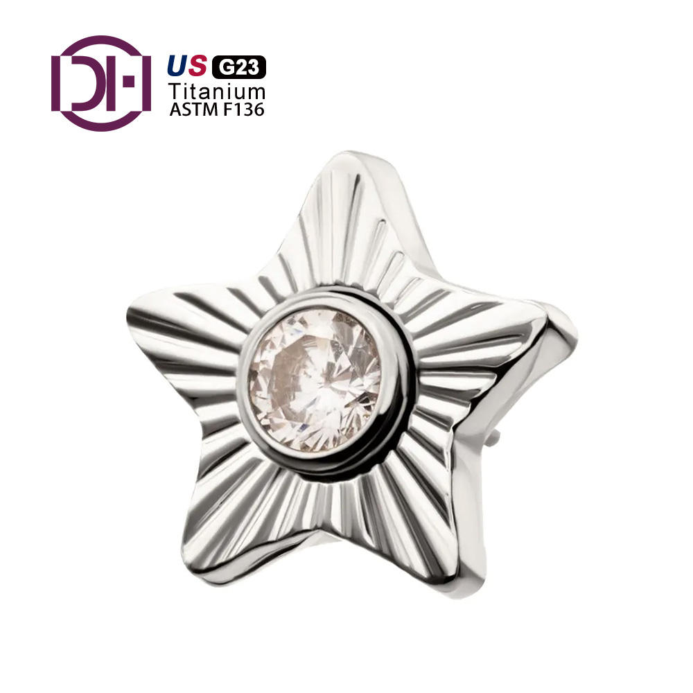 Titane naturel étoile avec gemme