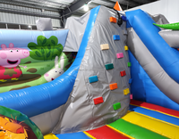 Château gonflable d'extérieur Commercial pour enfants, combo avec glissière, thème de dinosaure de dessin animé, château de saut, aire de jeux