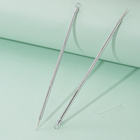 LMLTOP Extracteur d'acné double tête B0754 en acier inoxydable 2-en-1 multifonction pour points noirs et comédons