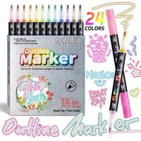 Marqueurs artistiques double pointe très demandés, écologiques, séchage rapide, imperméables, pour cartes de vœux DIY, fêtes, barres et contours