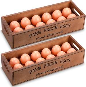 2 Pieces Farm Wooden <strong>Eggs</strong> Crate for 12 Fresh <strong>Eggs</strong> Stackable Wooden Crates for Display Rustic <strong>Egg</strong> Storage <strong>Box</strong> With Handle - Product Image 1