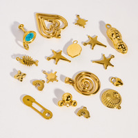 Exquises breloques en acier inoxydable en forme de cœur, d'arachide, de poisson, de spirale et d'étoile, plaquées PVD, pour la création de bijoux DIY et boucles d'oreilles