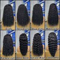 Perruque brésilienne en cheveux humains naturels, bouclés style birman, ondulés effet eau, avec dentelle frontale HD, cheveux vierges alignés sur les cuticules, vente en gros