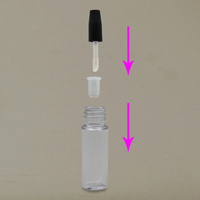 Tube en plastique transparent coloré de 2 ml, petit flacon avec pinceau pour huile à lèvres cosmétique