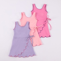 Robe de tennis sans manches pour filles, avec bordure festonnée, douce, agréable pour la peau, légère, avec lien latéral, robe d'été athlétique pour enfants