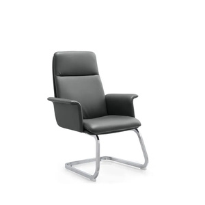 Silla de oficina ergonómica moderna con estructura de metal con patas arqueadas y cuero sintético para reuniones-Muebles - Product Image 2
