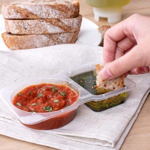 Disposable One-Time 2 Compartments Divides Food Grade Pp Dressing Box <strong>Dipping</strong> Container Mini Sauce <strong>Pots</strong> with Lid Hinged Lid - Product Image 6