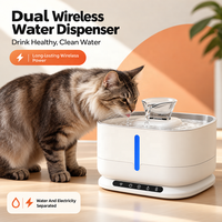 Fontaine à eau automatique rechargeable pour animaux de compagnie en acier inoxydable ABS304, conception sans fil avec séparation eau-électricité, pour chiens et chats, 1200 ml