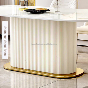 Table à manger ovale moderne avec plateau en pierre frittée et chaises, ensemble de meubles de salle à manger moderne pour 6 personnes - Product Image 5