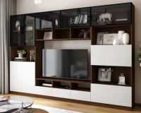 Meuble TV Mural en Bois Pas Cher Usine Kejia, Designs Modernes, Meuble TV pour Salon en Bois Massif