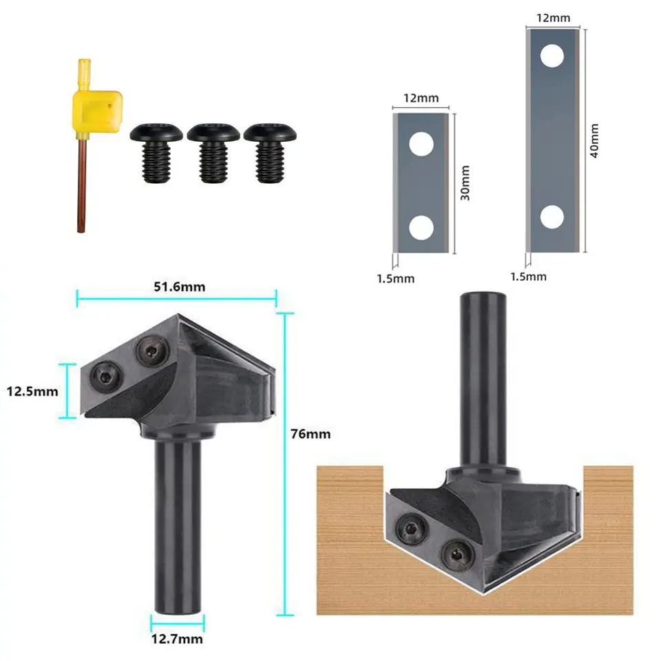 Pasokan langsung pabrik 120 derajat S12.7 * D51.6 * L76 V jenis kayu Router papan Spoilboard bit pertukangan router