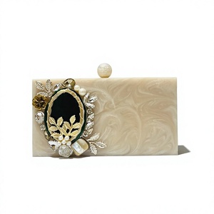 Sac à main pochette en résine de haute qualité avec strass et motif carré, éco-responsable, avec bandoulière, pour femme, idéal pour mariages et soirées - Product Image 1