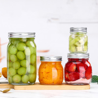 Pot en verre transparent pour aliments, style moderne, écologique, 150 ml, 500 ml, 1000 ml, à large ouverture, pot de conserve avec couvercle en métal