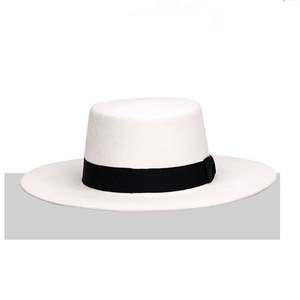 Chapeau haut de forme unisexe en laine australienne ND122 CD pour adulte, avec large bande, casquette en laine à dessus plat, quatre saisons, fleur et nœud papillon - Product Image 4