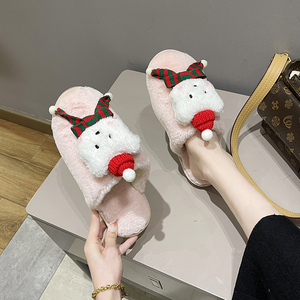 Pantoufles en peluche motif <span class=keywords><strong>pull</strong></span> de Noël, renne et ours, à bout rond, confortables, cadeau d'hiver pour <span class=keywords><strong>femme</strong></span>, vente en gros - Product Image 3