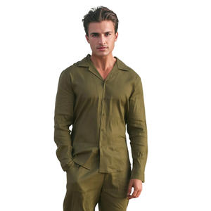 Gingtto <span class=keywords><strong>camicia</strong></span> di <span class=keywords><strong>lino</strong></span> Casual all'ingrosso <span class=keywords><strong>verde</strong></span> estate camicie a maniche lunghe uomo - Product Image 2