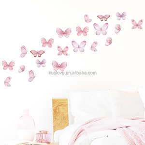 Pegatinas de <span class=keywords><strong>pared</strong></span> voladoras de mariposa Rosa acuarela, decoración de sala de estar <span class=keywords><strong>para</strong></span> habitación de niños, papel tapiz, pegatinas autoadhesivas DIY - Product Image 4