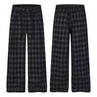 Celana Panjang Pria Model Retro Street-Chic Plaid Mid Washed Kancing Depan, Kaki Lebar, Longgar, Kasual, Modis, Bahan Bernapas, Gaya Hip Hop
