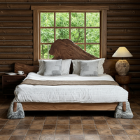 Cadre de lit double KUSIMI en bois de chêne massif japonais, écologique, durable et moderne, pour chambre d'appartement