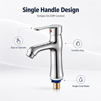 Robinet monocommande moderne à capteur, à poser sur comptoir, eau froide, corps en plastique ABS, pour usage hôtelier, avec cartouche céramique