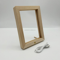 Nouveau En Bois Acrylique 3D LED Cadres Photo Affichage Décoratif En Bois De Hêtre Photo Cadre USB Rechargeable LED Veilleuse