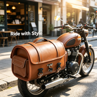 Sacoche de moto vintage en cuir marron, sacoches latérales étanches, boîte à bagages rétro pour moto et scooter