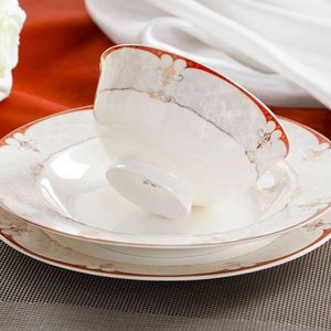 Low Price Wholesale European Style <b>Bone</b> <b>China</b> 60-Piece Dinnerware <b>Set</b> with Cup Kit Gift Box Packaging - Product Image 5