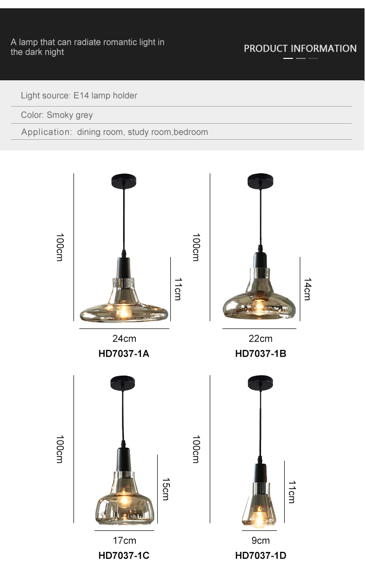 New Product Decor Villa Club Restaurant Living Room Glass Modern Light E27 Pendant Lamp