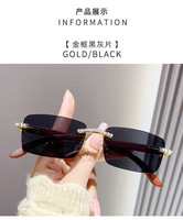 Bords coupés moderne sans monture strass diamant incrusté Designer femmes lunettes de soleil petit Rectangle dégradé carré lunettes de soleil