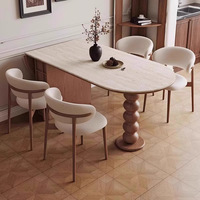 Moderner Esstisch mit Massivholzgestell im Mittelalterlichen Stil, Klappbar und Ausziehbar für 4-6 Personen, Geeignet für Zuhause, Restaurant und Café
