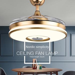 Ventiladores de Techo Modernos de 4 Aspas con Control Remoto, Luz LED, Motor de CC de 220 V, Regulable, para Uso en Interiores y Exteriores - Product Image 4