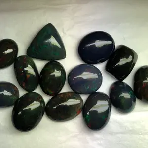 石材天然黑色埃塞俄比亚蛋白石光滑宽松的半宝石宝石批发出厂价宝石购买