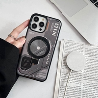 Coques de téléphone portable personnalisées tendance, peintes aux UV, en TPU+PC, anti-chocs, avec support magnétique et 5 couleurs