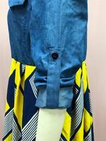 Robe décontractée personnalisée pour l'automne Chemise boutonnée à manches longues en denim imprimé patchwork Robe décontractée Robe africaine