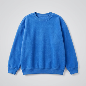 เสื้อสเวตเชิ้ตคอกลมโอเวอร์ไซส์ ผ้าฟลีซ สีพื้น ยูนิเซ็กส์ ทรงปกติ สีน้ำเงิน สไตล์ลำลอง ถักทอ ป้องกันขนร่วง ผลิตจากโพลีเอสเตอร์ เหมาะสำหรับฤดูหนาว - Product Image 2