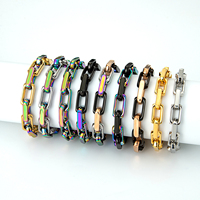 Collier tendance en acier inoxydable 304 plaqué or 18 carats de 10 mm avec breloque géométrique carrée unique et fermoir carré populaire – Marque de mode