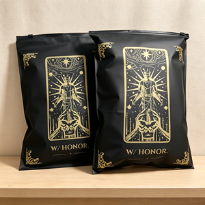Custom Logo Matte Black PE Zipper <b>Bag</b> Gold Printing Garment Clothing Packaging <b>Zip</b> Lock Pouch <b>Bag</b> for Small Business - Product Image 2