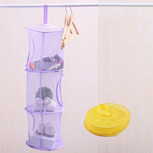 سلة قابلة للطي معلقة ثلاث طبقات من أفخم لعبة تخزين قفص معلق سلة تجفيف الملابس الداخلية - Product Image 4