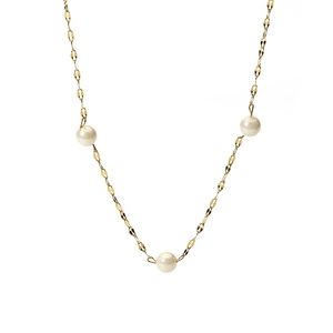 Collar de mujer chapado en oro con dije de nácar, delicado, de acero inoxidable, ideal <span class=keywords><strong>para</strong></span> el verano, con cadena de eslabones de 18K, resistente al deslustre, en bolsa OPP. - Product Image 1