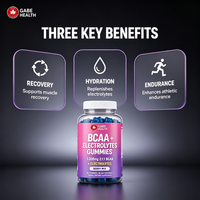 Gummies personnalisées BCAA Électrolytes 1000mg 2:1:1 BCAA Mélange de Baies 60 unités 30 Jours Récupération et Hydratation Végétaliennes pour les Passionnés de Fitness
