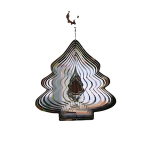 Reusable Christmas <b>Tree</b> Shape 3D Stainless Steel Metal Waterproof Hanging Wind Spinner Chime Indoor <b>Outdoor</b> Garden Yard Ornament - Product Image 1