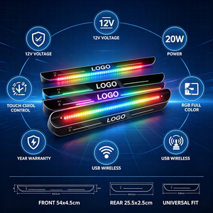신규 출시 인기 블랙 LED 무선 USB 자동차 도어 웰컴 사이드 실 커스터마이징 로고 LED 자동차 액세서리 - Product Image 4