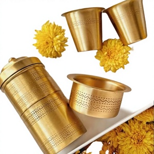 Filtro de Café Reutilizable de Latón Puro de Alta Calidad, Juego de 2 Tazas Dabara, Regalo Premium |   Juego de café tradicional del sur de la India |   600 ml - Product Image 3