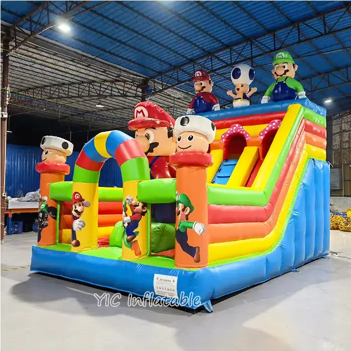 Commercial Outdoor Inflatable Bouncer Fun City Cartoon Theme Bouncer Jumping Bouncy Castle With Slide For Sale